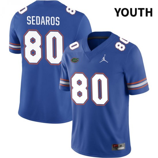 Youth Florida Gators #80 Zak Sedaros NCAA Jordan Brand Royal NIL 2022 Authentic Stitched College Football Jersey ZMZ1862NJ